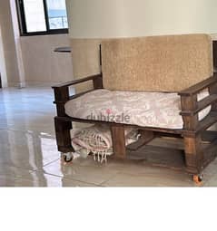 Wood sofa and table صوفا خشب مع طاولة 0