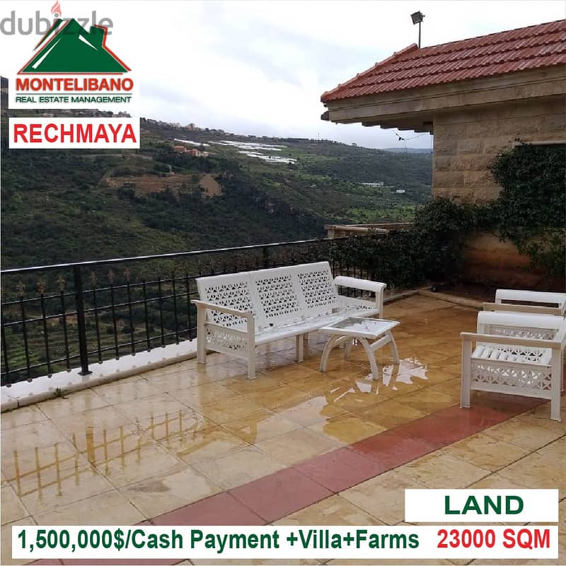 1,500,000$!! Land+Villa+Farms for sale located in Rechmaya Aley 1