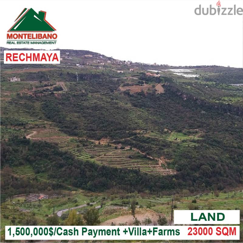 1,500,000$!! Land+Villa+Farms for sale located in Rechmaya Aley 6