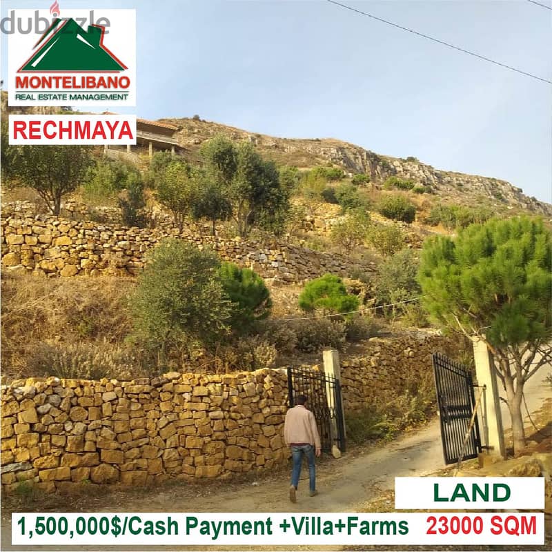 1,500,000$!! Land+Villa+Farms for sale located in Rechmaya Aley 10