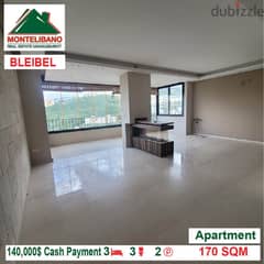 140,000$!! Apartment for sale located in Bleibel