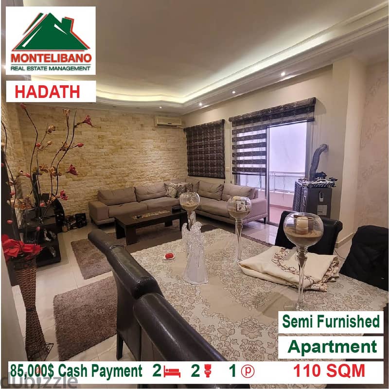 85000$!! Semi Furnished Apartment for sale located in Hadath 0
