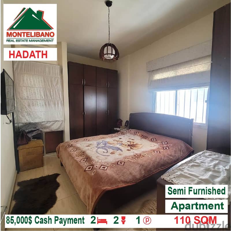 85000$!! Semi Furnished Apartment for sale located in Hadath 2