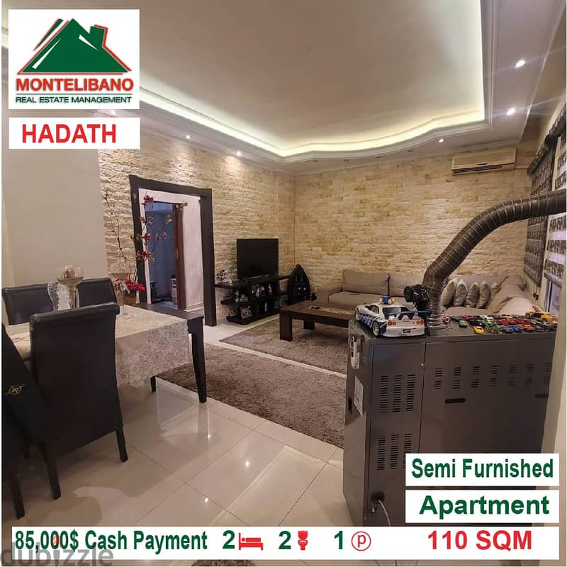 85000$!! Semi Furnished Apartment for sale located in Hadath 3