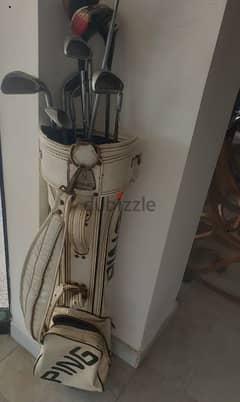 vintage and antique Ping golf bag and 10 golf gloves