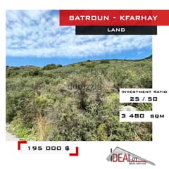 Land for sale in Batroun Kfarhay 3480 sqm ref#jcf3318 0