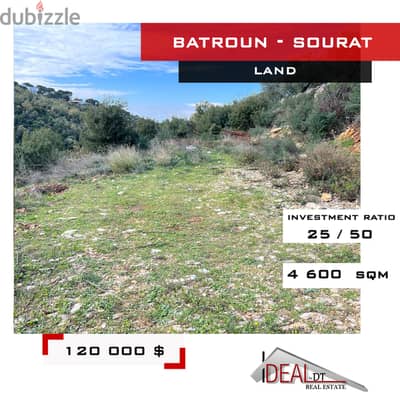 Land for sale in Batroun Sourat 4600 sqm ref#jcf3321