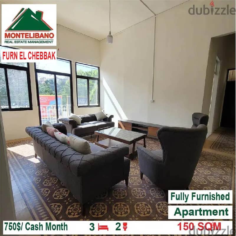 750$!! Fully Furnished Apartment for rent located in Furn Chebbak 1