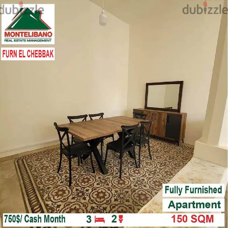 750$!! Fully Furnished Apartment for rent located in Furn Chebbak 2