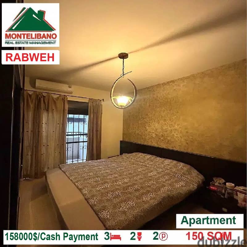 158,000$ Cash Payment!! Apartment for sale in Rabweh!! 5