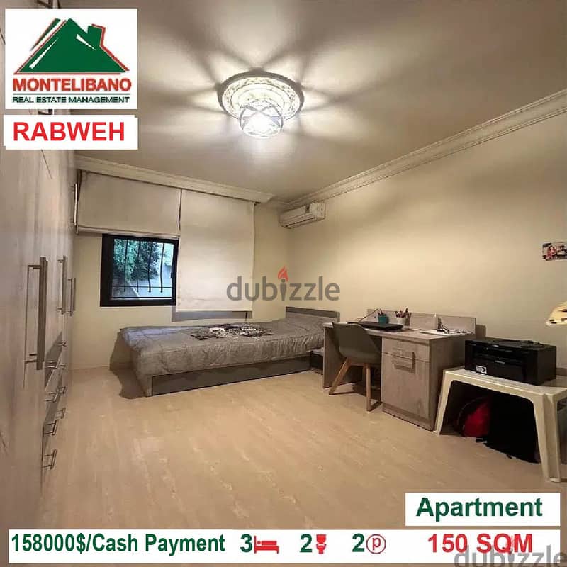 158,000$ Cash Payment!! Apartment for sale in Rabweh!! 6