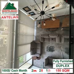 1000$/Cash Month!! Duplex for rent in Antelias!! 0
