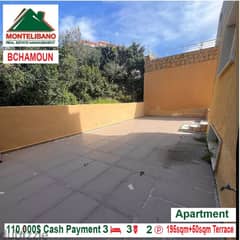 110,000$!! Apartment + Terrace for sale located in Bchamoun