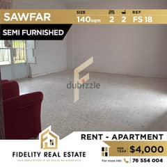 Semi furnished apartment for rent in Sawfar FS18
