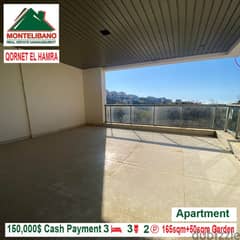 150000$!! Apartment+Garden for sale located in Qornet El Hamra 0