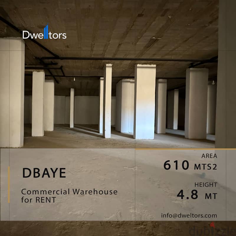 Warehouse for rent in DBAYE - 610 SQM - 4.8 M Height 0