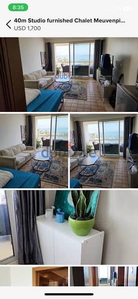 45m OneRoom Studio Chalet Yearly Rent Meuvenpick Resort Rawche Beirut 1