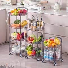 4-Tier Vegetable Basket, Kitchen Storage Stand with Wheels