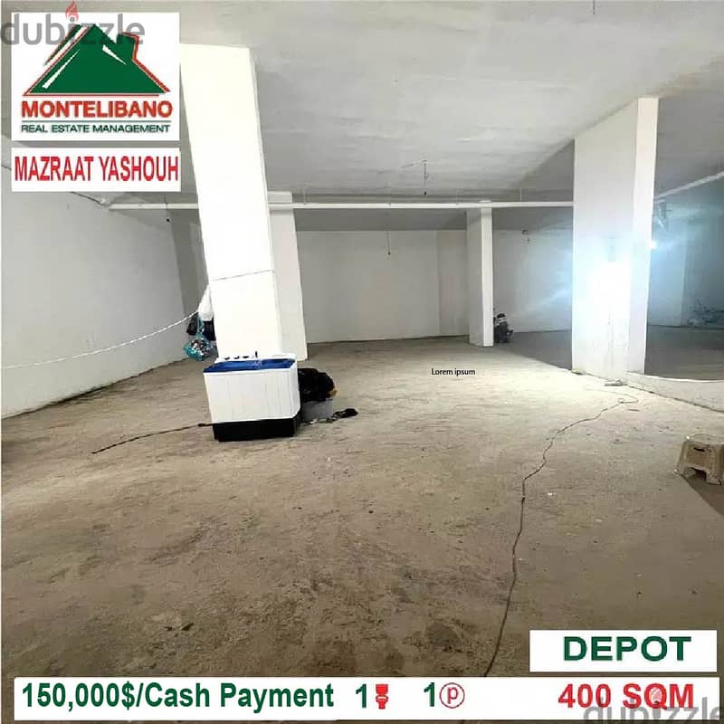 150,000$ Cash Payment!! Depot for sale in Mazraat Yashouh!! 1