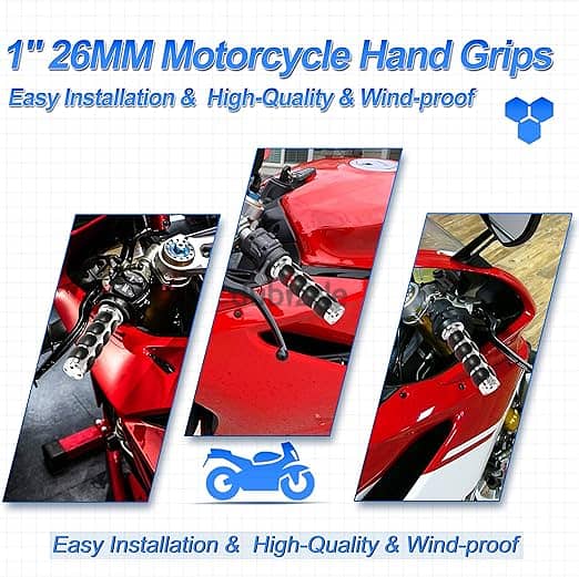 Chrome Hand Grips with Anti-Slip Rubber Design and Throttle Assist 1