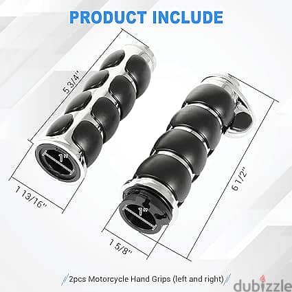 Chrome Hand Grips with Anti-Slip Rubber Design and Throttle Assist 2