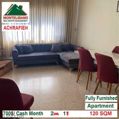 700$/Cash Month!! Apartment for rent in Achrafieh!! 0