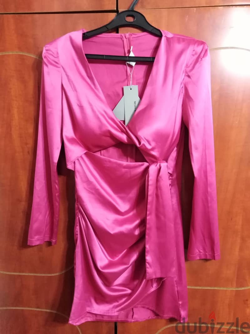 Pink Satin Dress 0