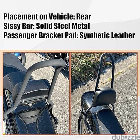 Motorcycle Black Detachable Adjustable Steel Sissy Bar and Passenger B 1