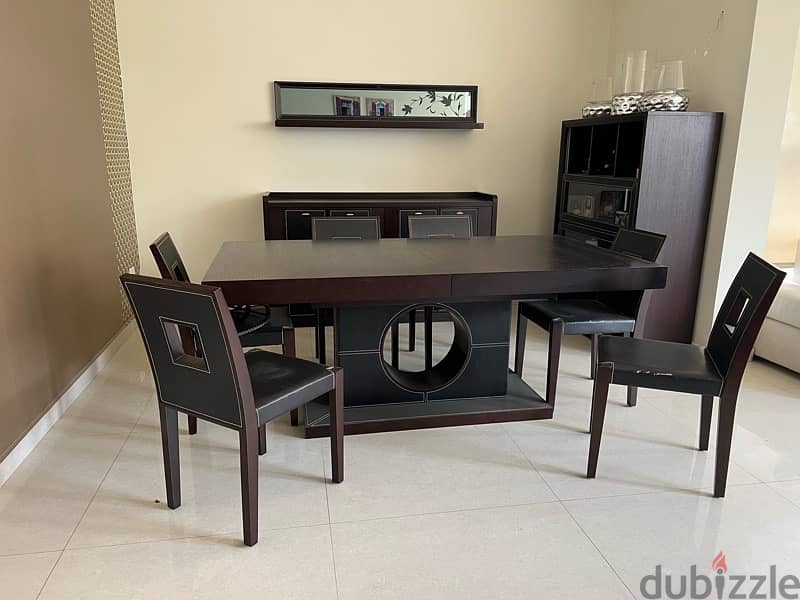 wooden dining extendable table with 6 chairs 1