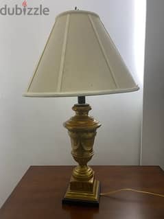 set of 2 golden metal table lamps