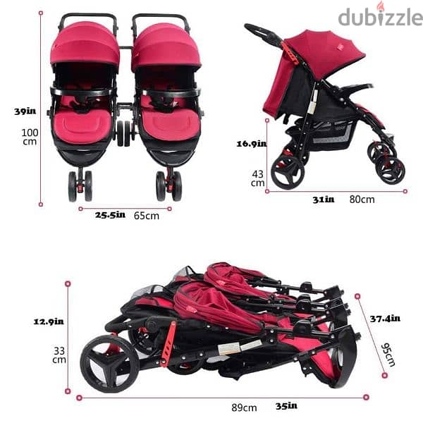 Side By Side Lightweight Double Stroller With Tandem Seating 1