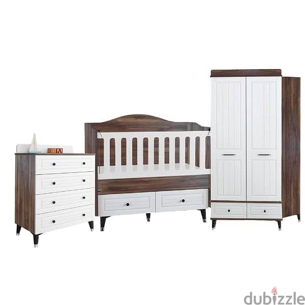 Wooden Baby Bed With Closet Treasury And Dresser Set 5
