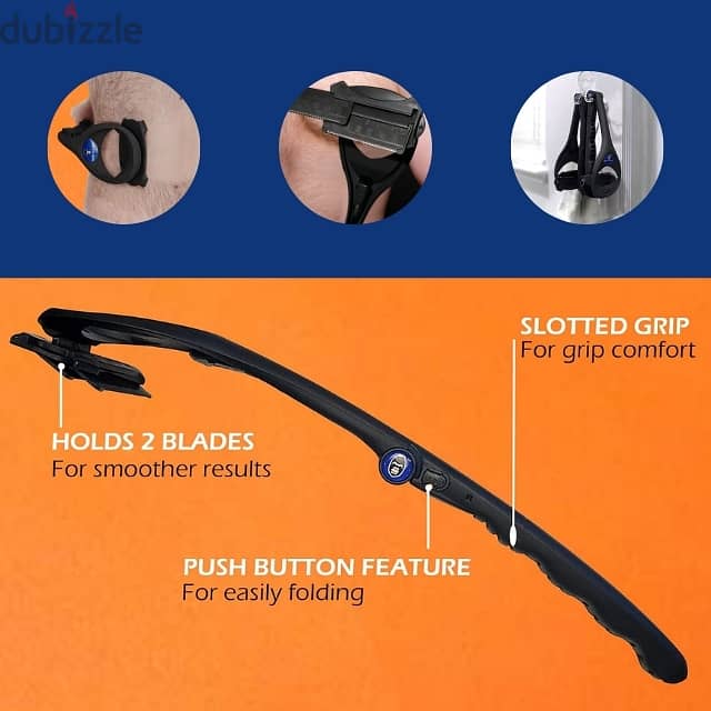 Back Shaver Blade for Men, Foldable Trimmer with 2 Blades 2