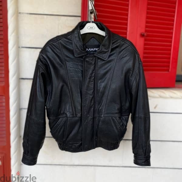 MARC NEW YORK Black Leather Bomber Jacket. 0