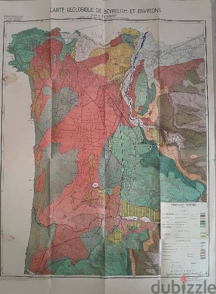 Geological map of Beirut,Dubertret 1945 layout Beirut faults etc. فوالق 2