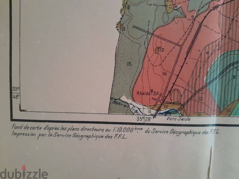 Geological map of Beirut,Dubertret 1945 layout Beirut faults etc. فوالق 7