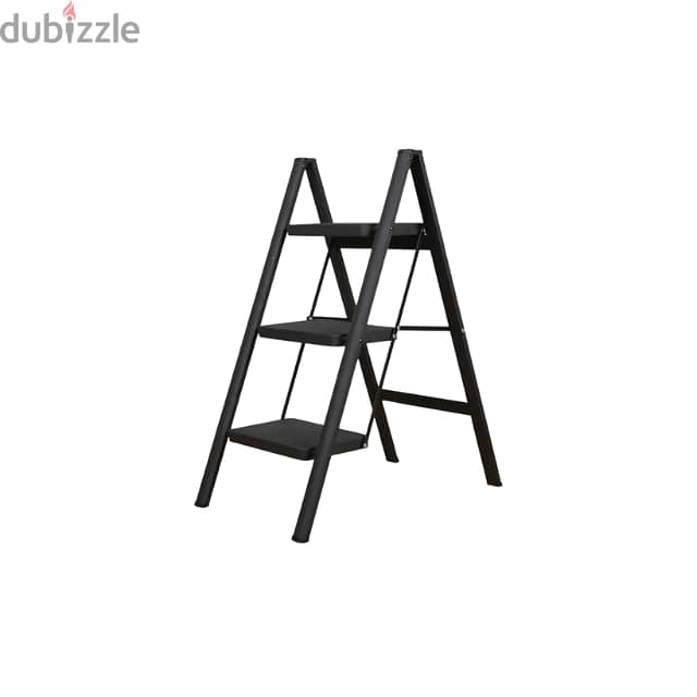 3-Step Ladder, Steel and Foldable, 120kg, Black 4