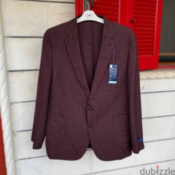 STAFFORD Burgundy Twill Blazer Jacket. 0