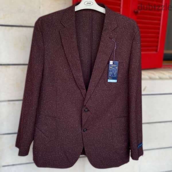 STAFFORD Burgundy Twill Blazer Jacket. 1