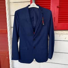 J. FERRAR Bright Blue Plaid Blazer/Suit Jacket.