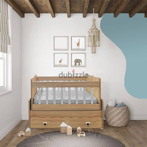 Wooden Baby Bed With Dresser 2