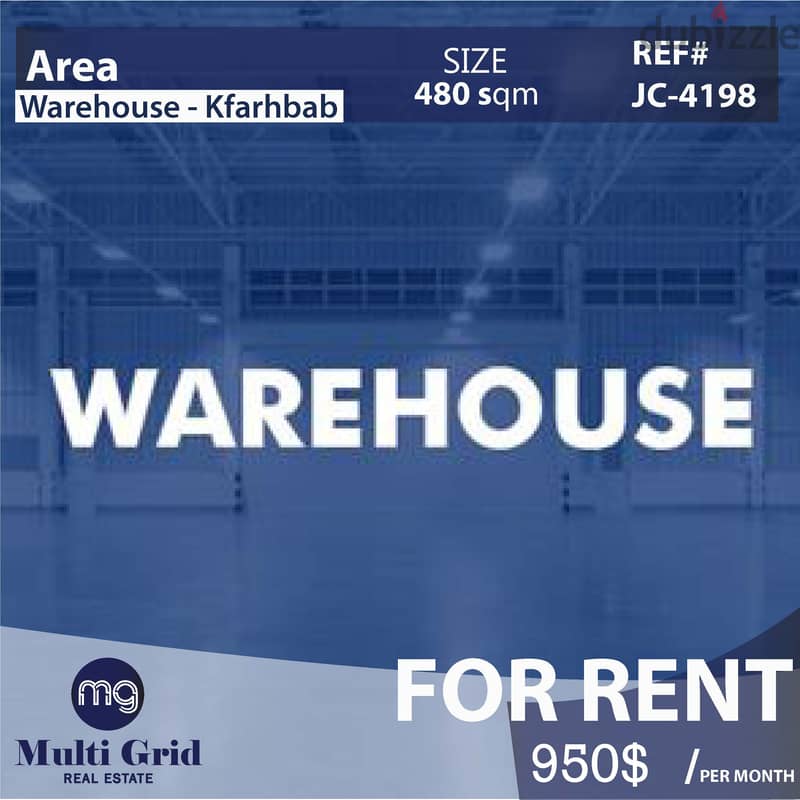 Kfarehbab, Warehouse for Rent, 480 m2, مستودع للإيجار في كفرحباب-غزير 0