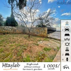 Mtayleb | High End 200m² + 200m² Garden | 1 Apart / Floor | Open View