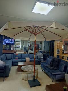 wooden umbrella 3m شمسية حبل خشب مع قاعدة 0