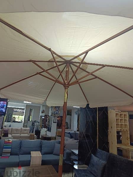 wooden umbrella 3m شمسية حبل خشب مع قاعدة 1