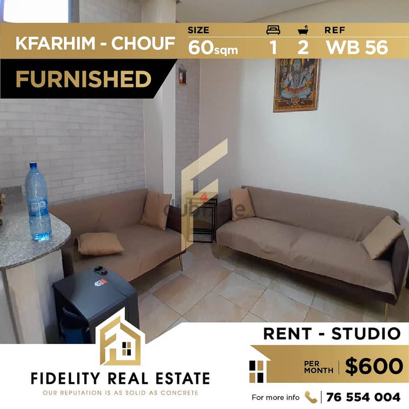 Studio for rent in Kfarhim chouf WB56 0