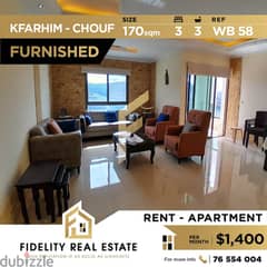 Furnished apartment for rent in Kfarhim chouf WB58