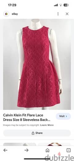 Calvin Klein Fit Flare Lace Dress 0