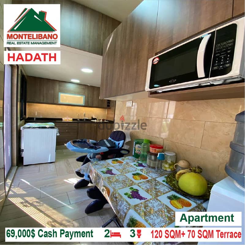 69,000$ Cash Payment!! Apartment for sale in Hadath!! 4