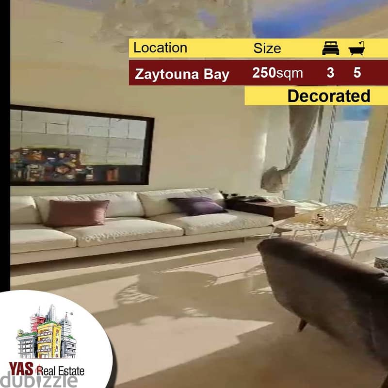 Zaitouna bay 250m2 | Decorated | Super Deluxe | Prime Location | PA | 0